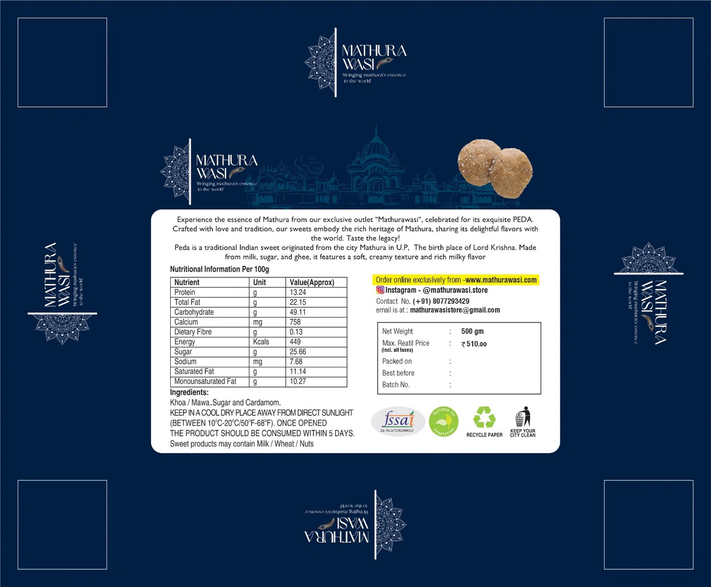 Mathurawasi Peda :- Pack of 3 (1.5kg)